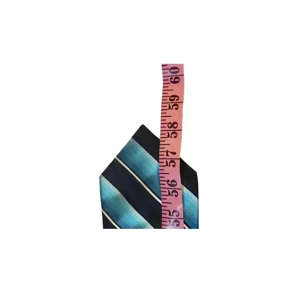 Croft & Barrow Luxury‎ Black Blue Stripes All Silk Necktie Tie Business Church